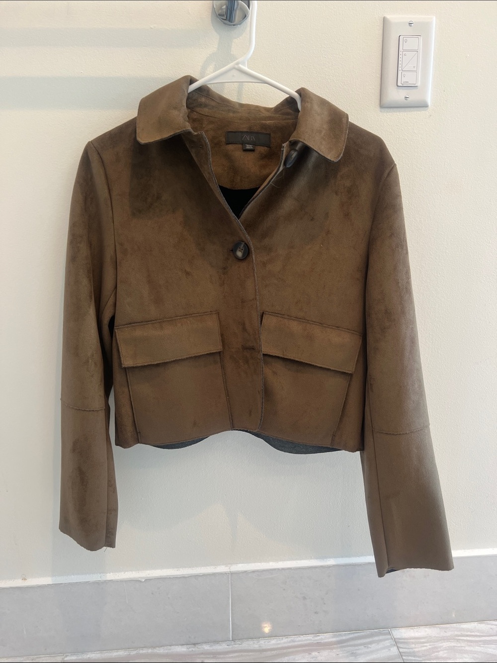 Zara Brown Faux Suede Crop Jacket